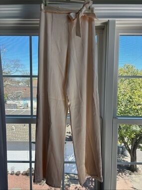 Lovers + Friends Blush Satin Wide-Leg Tie-Waist Pants